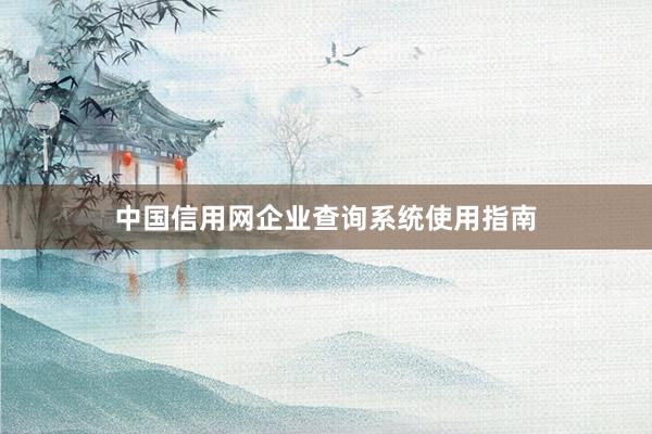 中国信用网企业查询系统使用指南