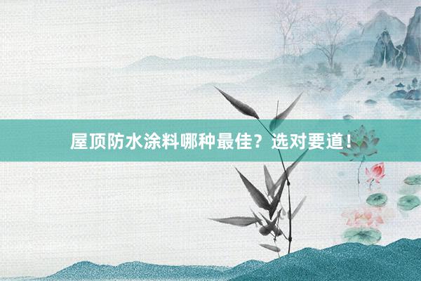 屋顶防水涂料哪种最佳？选对要道！